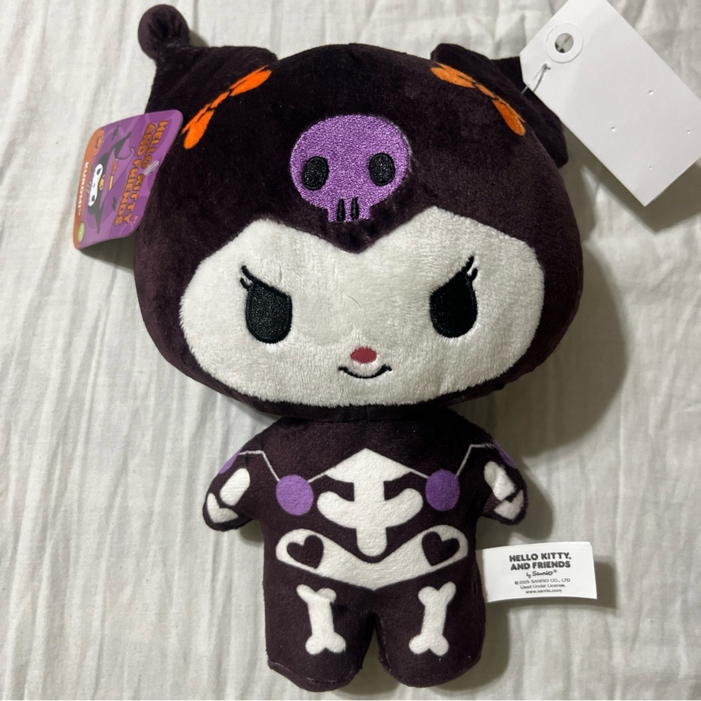 Hello Kitty Kuromi Skeleton Plush - Black and White
